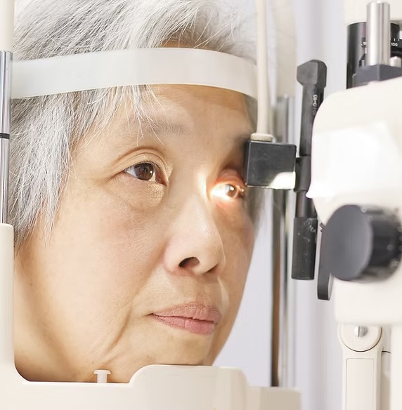 Modern slit-lamp eye exam equipment at The Eye Guy in Great Falls, MT